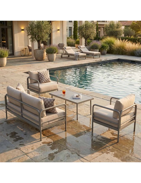 Melina: Garden sofa set with extra-thick cushions