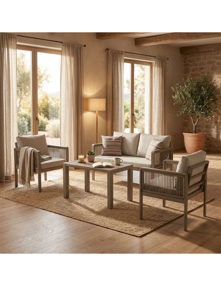 Genova: Handcrafted Garden Lounge Set with Handwoven Rope