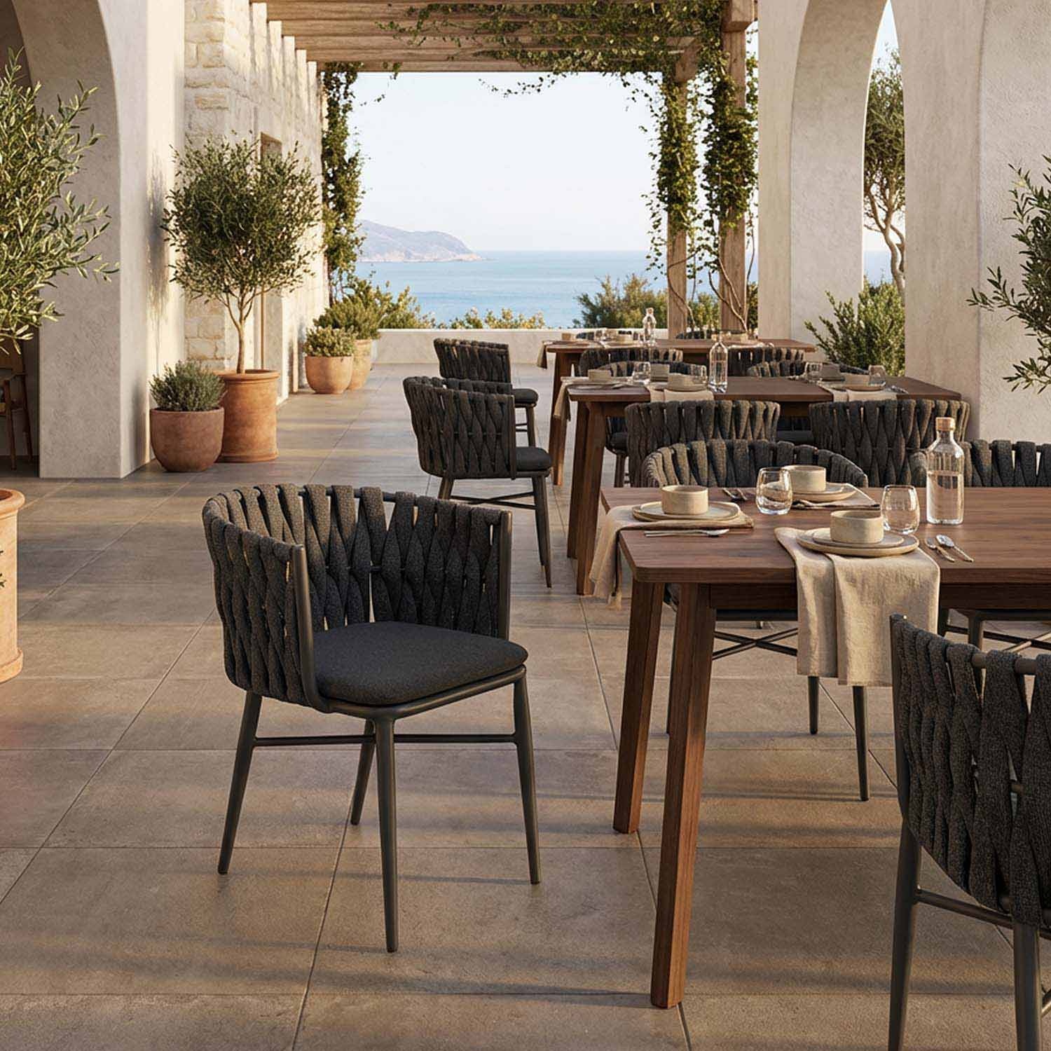 Torcea: Garden Chair with Wide Flat Rope