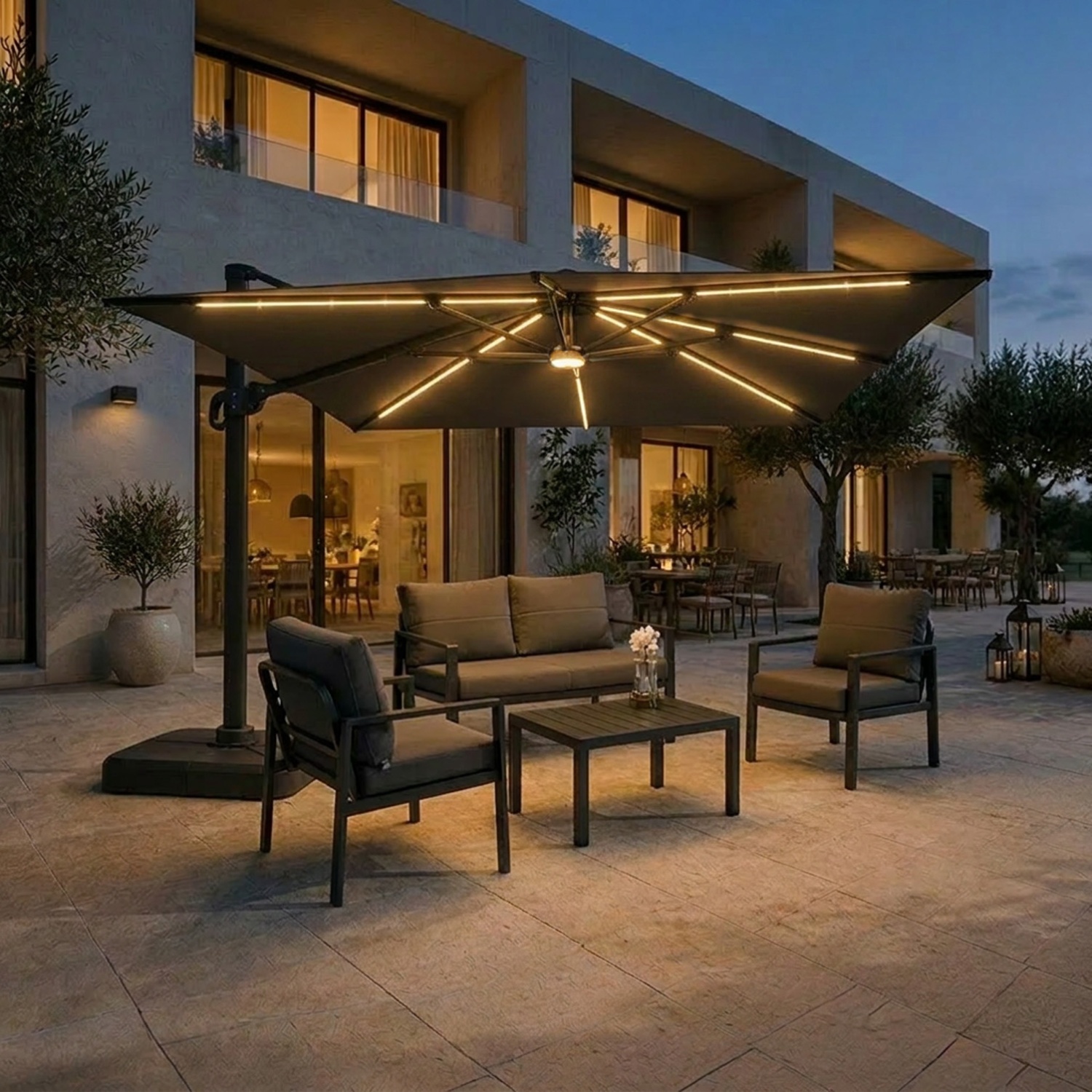 Auriga: Tilting Cantilever Parasol with Integrated Solar LEDs