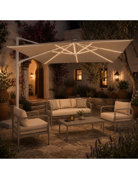 Auriga: Tilting Cantilever Parasol with Integrated Solar LEDs