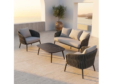 Quieta: 5-Seat Outdoor Sofa Set in Aluminium and Rope