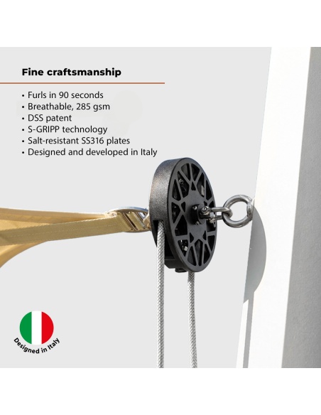 EZ Breez Furl Breathable: Shade Sail with Manual Furler in 90 Sec