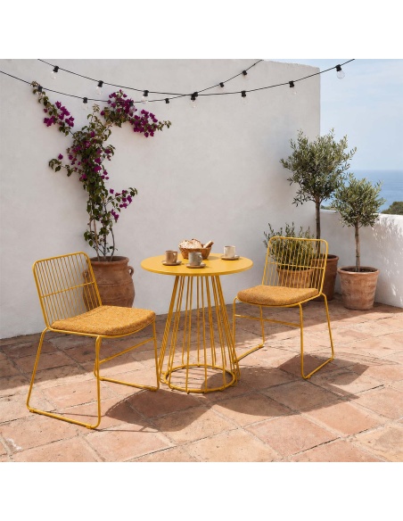 Sydra: Set of 2 Iron Outdoor Chairs with Rod Frame