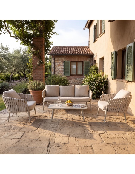 Quieta: 5-Seat Outdoor Sofa Set in Aluminium and Rope