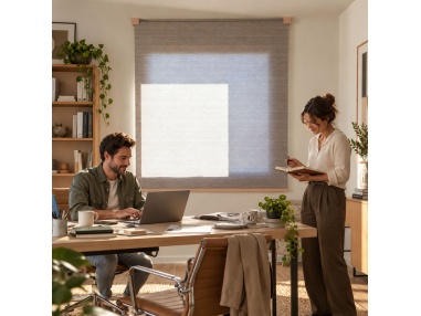 Indoor Light-Filtering Roller Shade with Cotton, Recta Earth