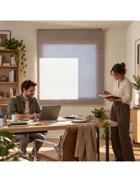 Indoor Light-Filtering Roller Shade with Cotton, Recta Earth