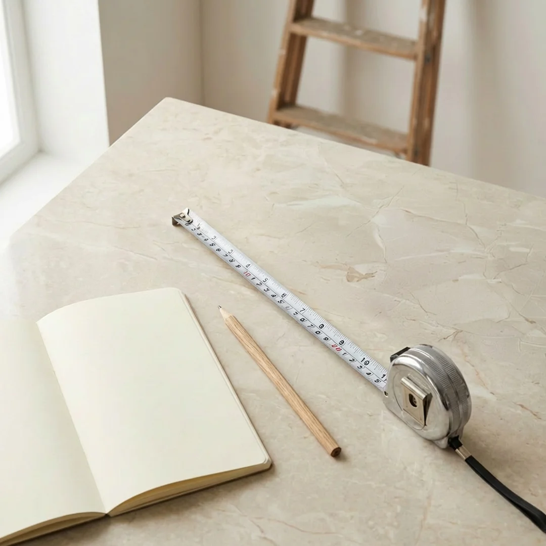 Measuring tools - tape measure, pencil, notepad