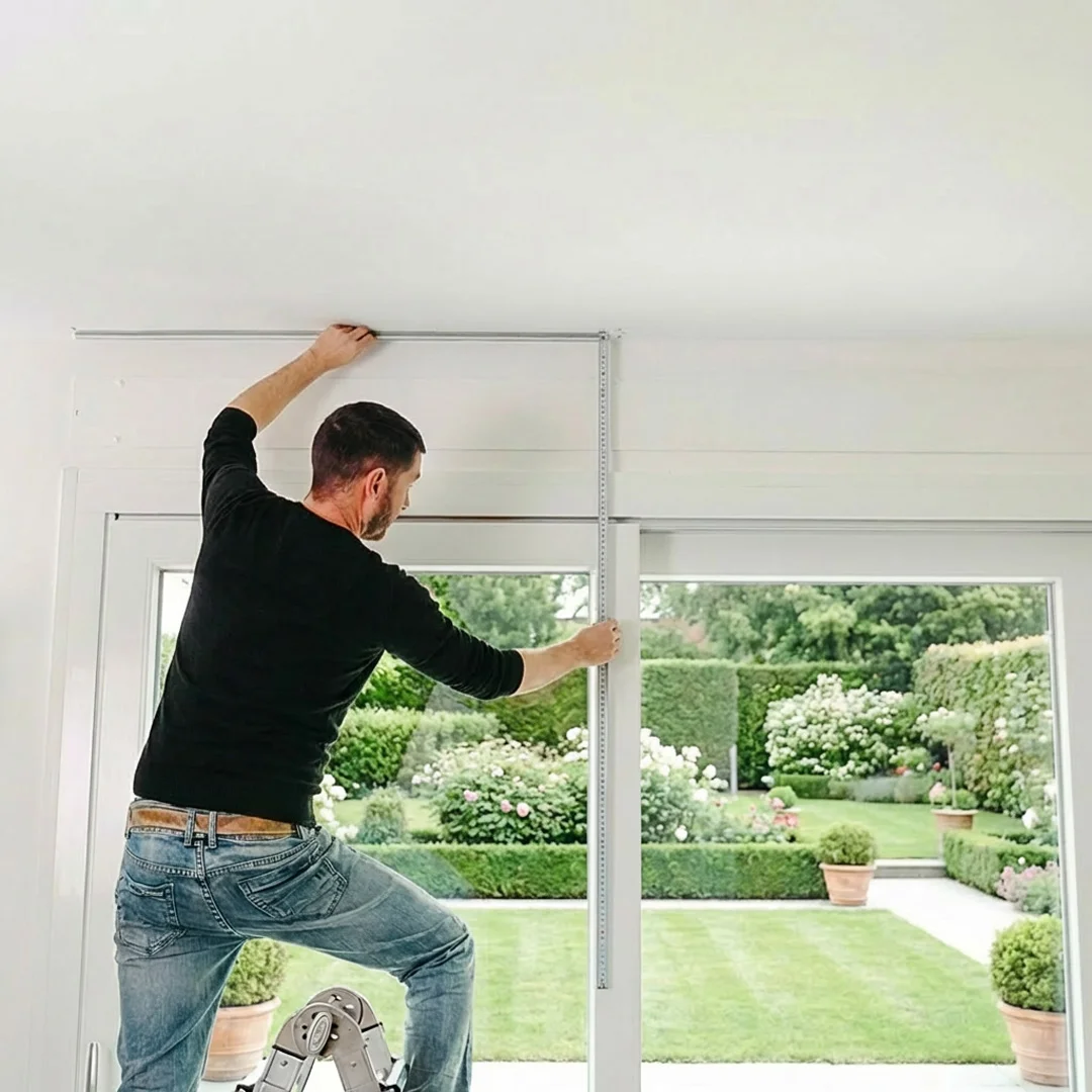 Roller shades height diagram - from fixing point to sill or floor